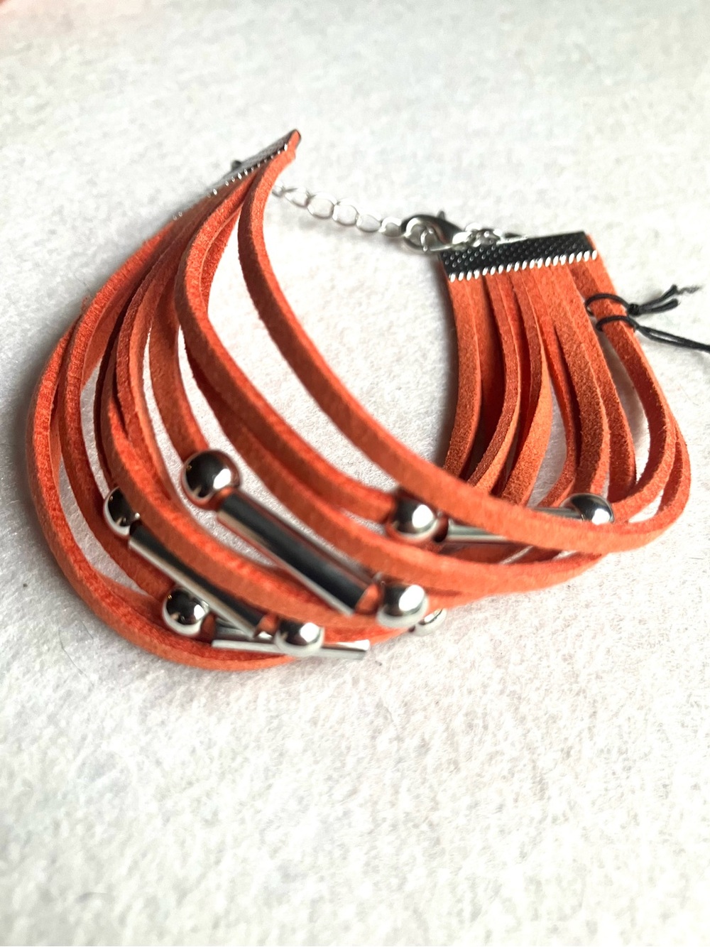Orange suede boho bracelet